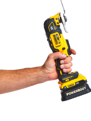 Another angle of the PowerBoot tool with a sleek design, shown with a square edited background to highlight its functionality.