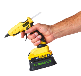 PowerBoot tool shown in use on the right top corner of the image, emphasizing its versatility and durable build for professional use.